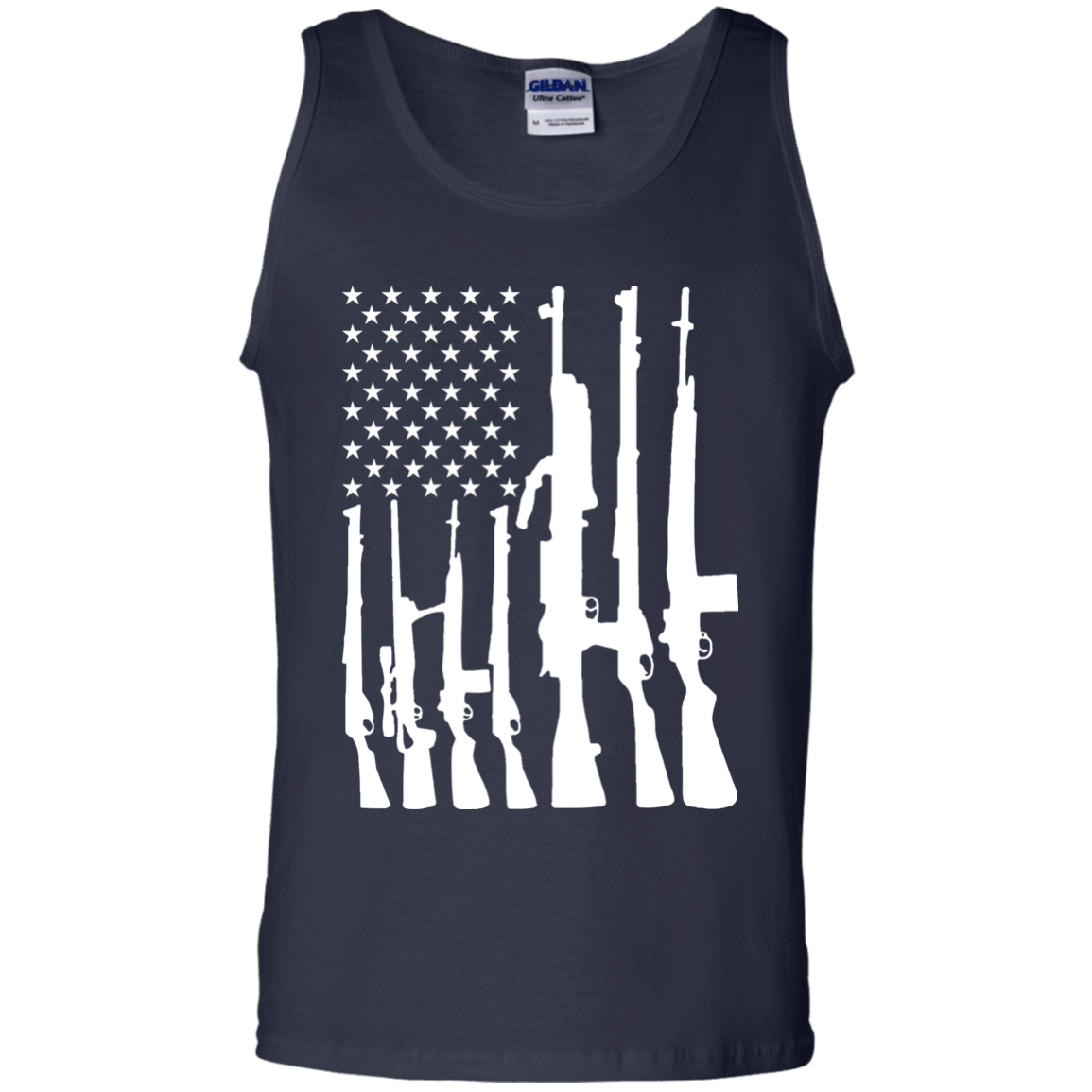 Rifle American Flag Machine Gun Rights-T-Shirt & Hoodie-Unisex Tank-Navy
