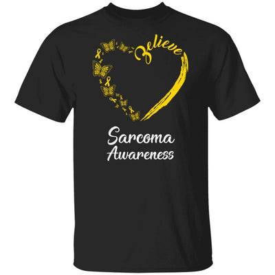 Butterfly Believe Sarcoma Awareness Ribbon Gifts-T-Shirt & Hoodie-Classic T-Shirt-Black
