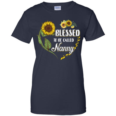 Blessed To Be Called Nanny Sunflower Mothers Day Gift-T-Shirt & Tank Top-Women's T-Shirt-Navy