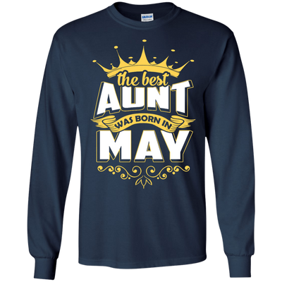 The Best Aunt Was Born In May-T-Shirt & Hoodie-Long Sleeve T-Shirt-Navy