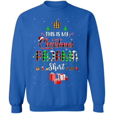 This Is My Christmas Pajama Family Matching Buffalo Plaid-T-Shirt & Sweatshirt-Crewneck Sweatshirt-Royal
