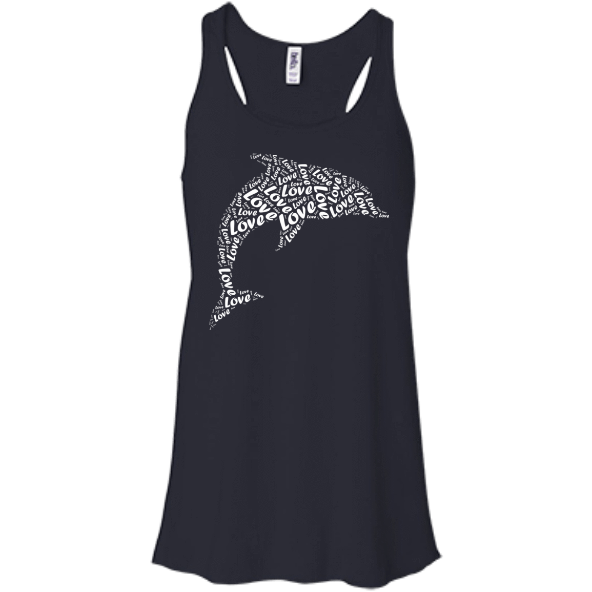 I Love Dolphin-T-Shirt & Hoodie-Women's Flowy Racerback Tank-Midnight