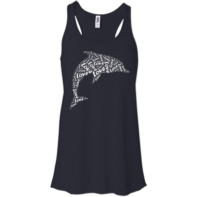 I Love Dolphin-T-Shirt & Hoodie-Women's Flowy Racerback Tank-Midnight