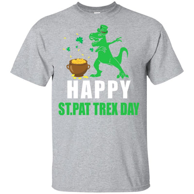 Happy St Pat T-Rex Day Dinosaur St Patrick's Day Youth-Youth Shirt-Youth T-Shirt-Sport Grey