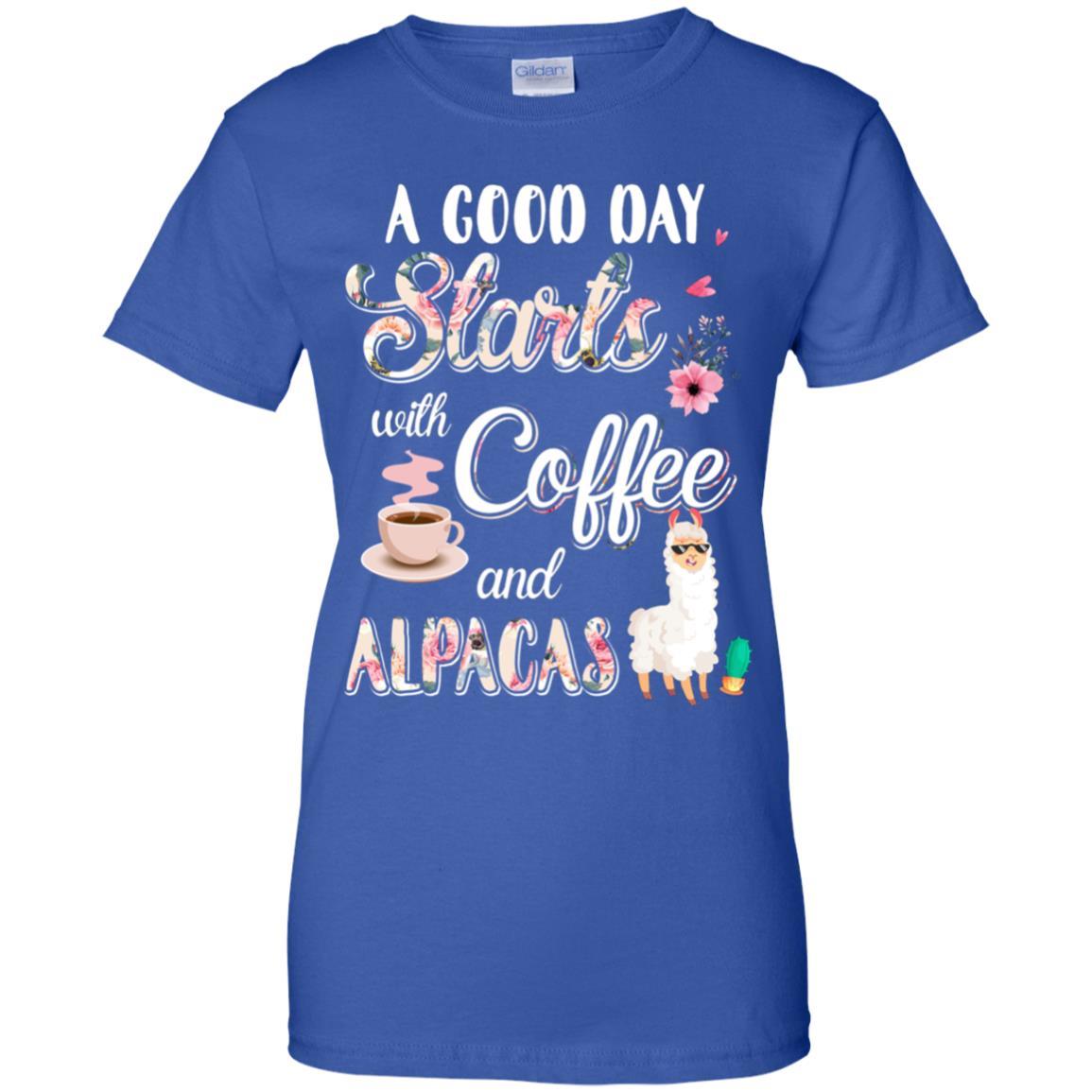 A Good Day Starts With Coffee And Alpacas Lover Gift-T-Shirt & Tank Top-Women's T-Shirt-Royal