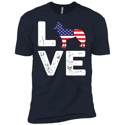 American Flag Dog Husky Love-T-Shirt & Hoodie-Premium T-Shirt-Midnight Navy
