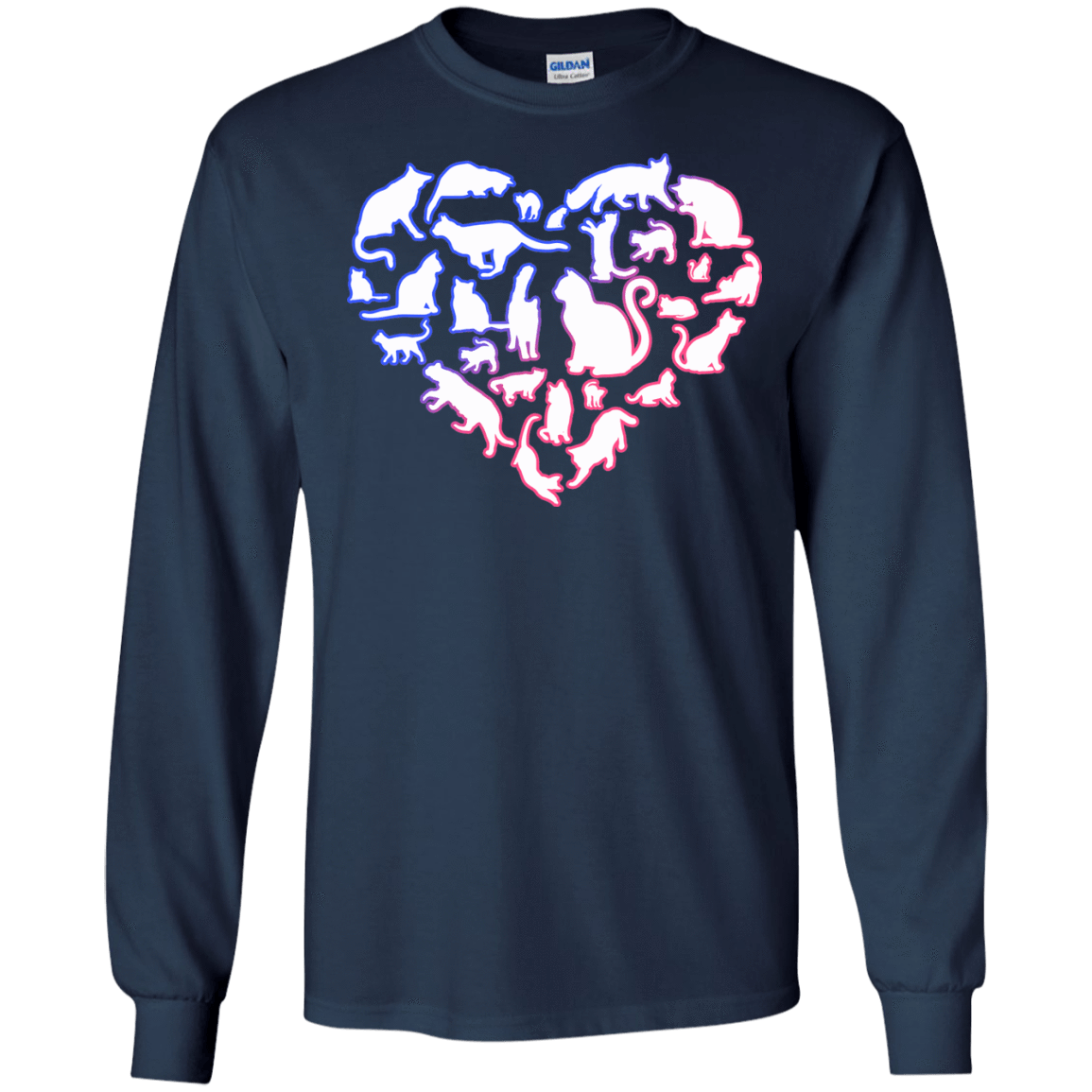 I Love My Cat Love Cats-T-Shirt & Hoodie-Long Sleeve T-Shirt-Navy