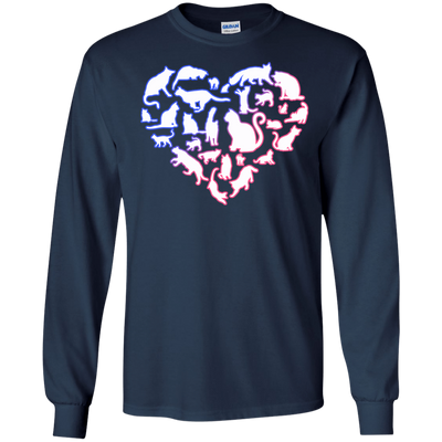 I Love My Cat Love Cats-T-Shirt & Hoodie-Long Sleeve T-Shirt-Navy