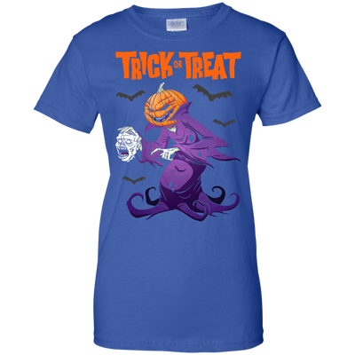 Trick Or Treat Pumpkin Zombie Halloween-T-Shirt & Hoodie-Women's T-Shirt-Royal