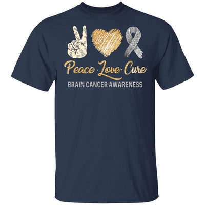 Peace Love Cure Brain Cancer Awareness-T-Shirt & Hoodie-Classic T-Shirt-Navy