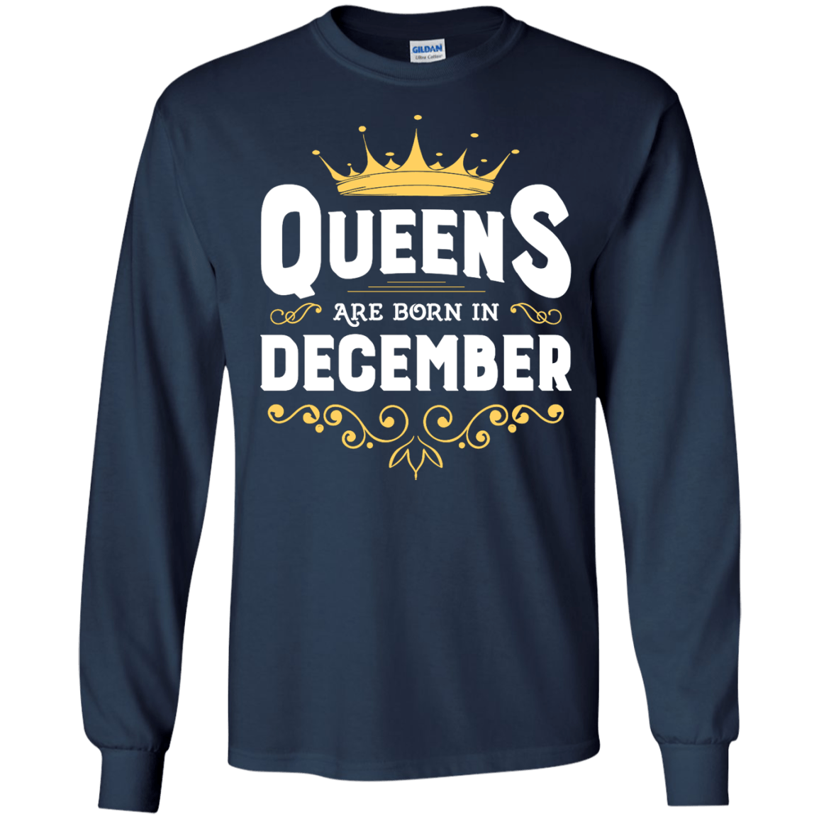Queens Are Born In December-T-Shirt & Hoodie-Long Sleeve T-Shirt-Navy