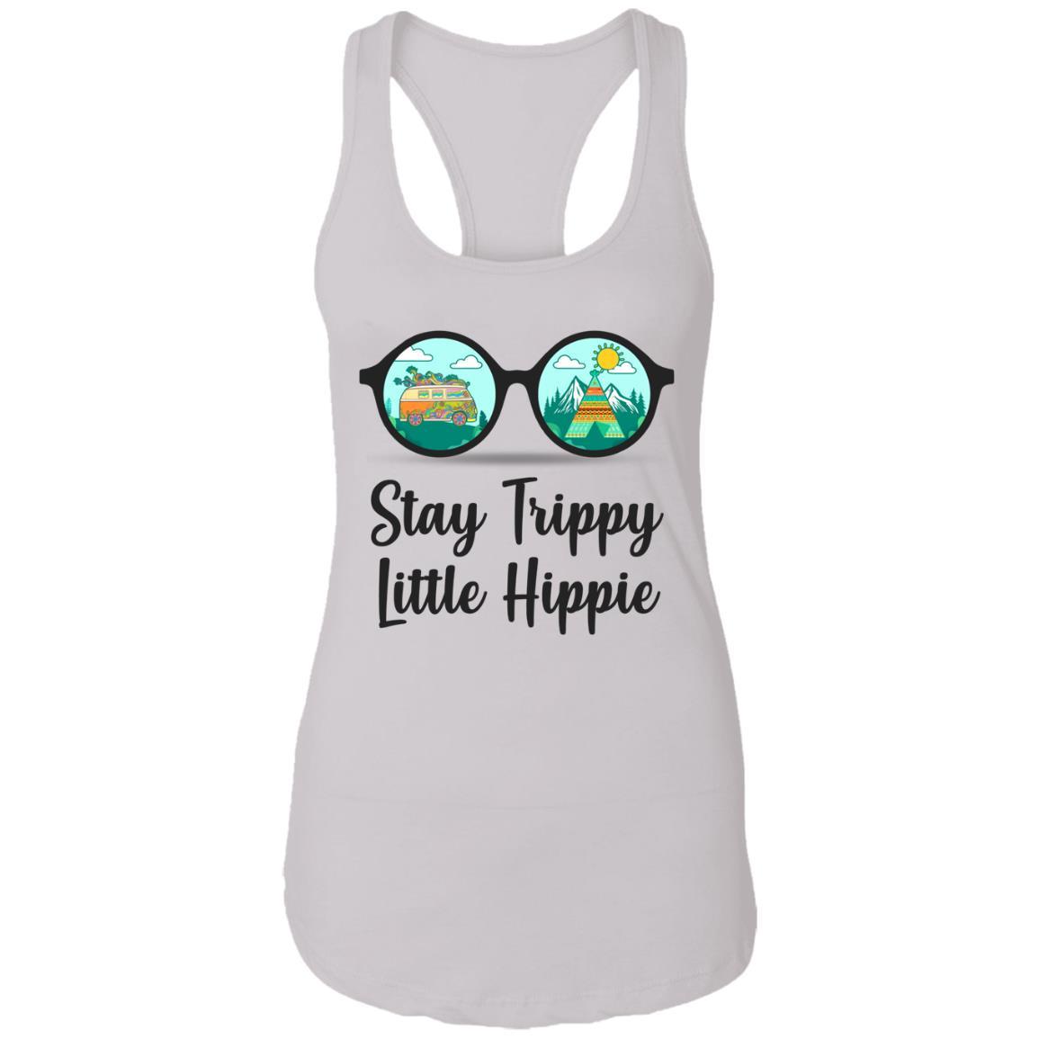 Stay Trippy Little Hippie Glasses Hippie Camping Gift-T-Shirt & Tank Top-Women's Ideal Racerback Tank-White