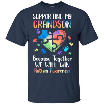 Supporting My Grandson Puzzle Autism Awareness Month-T-Shirt & Hoodie-Classic T-Shirt-Navy