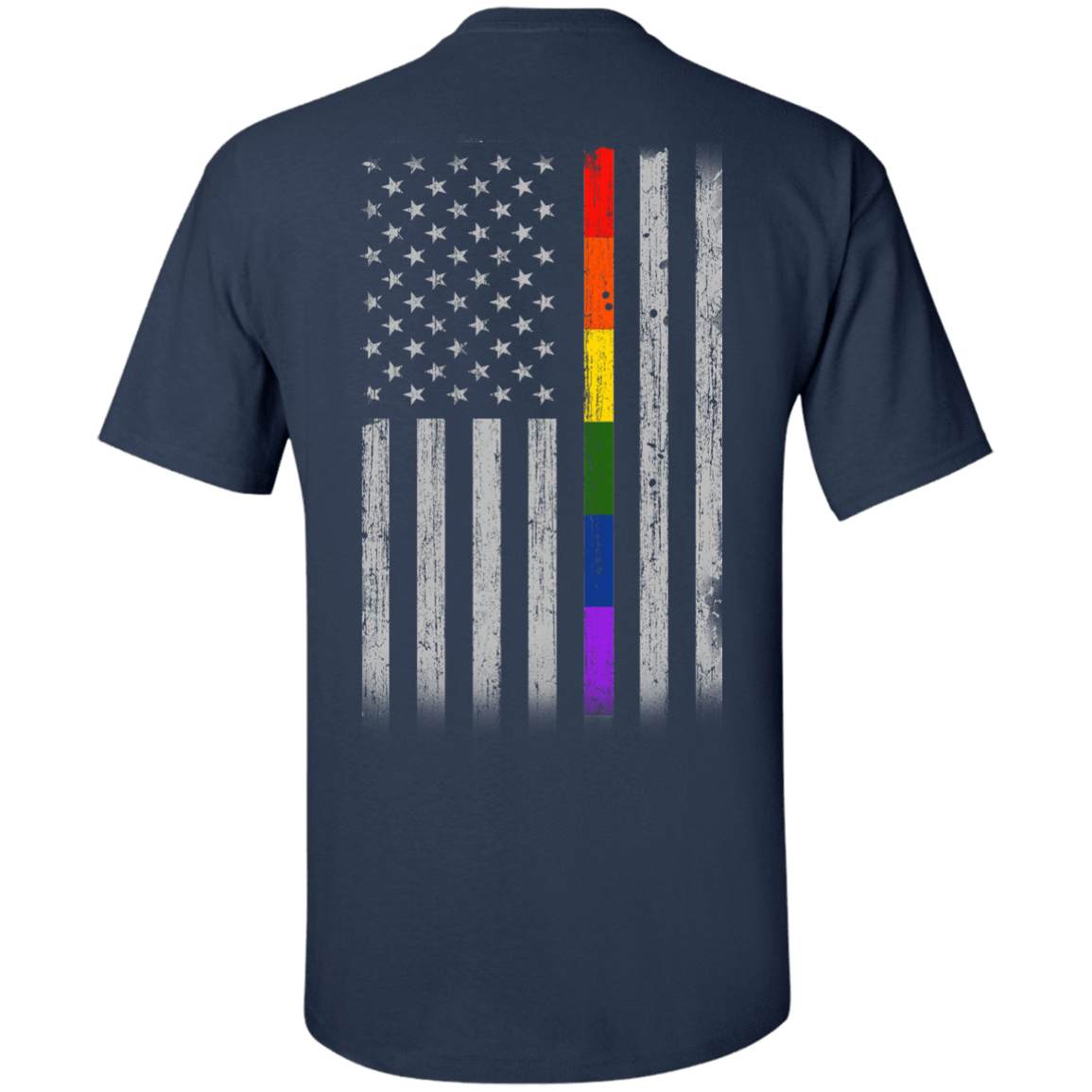Rainbow Lesbian Gay Pride LGBT America Flag-T-Shirt & Hoodie-Classic T-Shirt-Navy