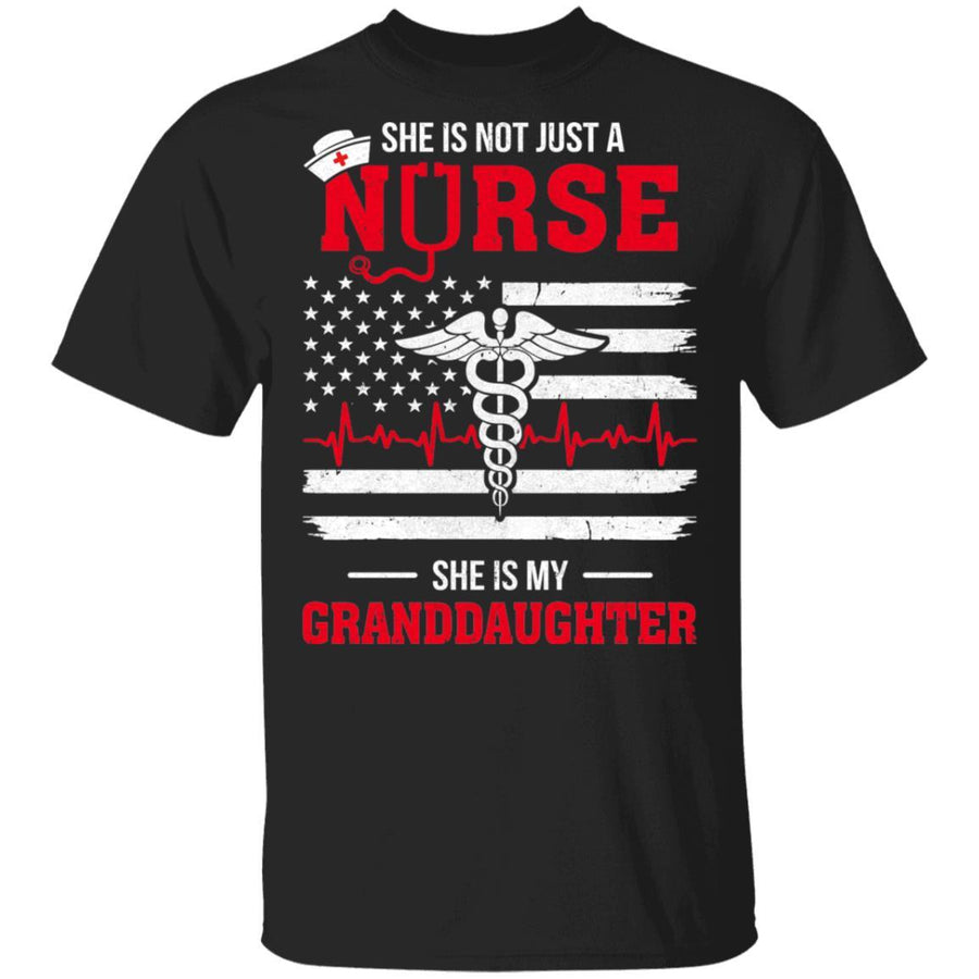 She Is Not Just A Nurse She Is My Granddaughter American Flag-T-Shirt & Hoodie-Classic T-Shirt-Black