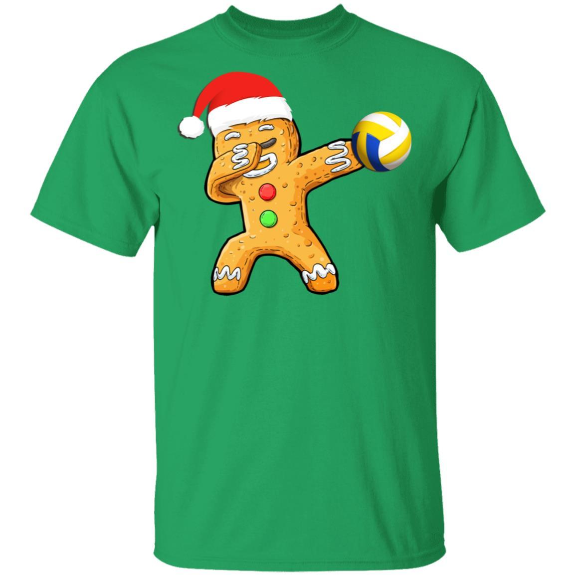 Dabbing Gingerbread Santa Volleyball Christmas Pajama Gifts-T-Shirt & Sweatshirt-Classic T-Shirt-Irish Green