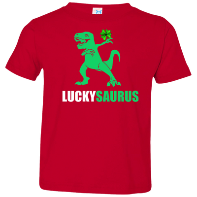 Irish Dinosaur Leprechaun St Patricks Day Luckysaurus Youth-Youth Shirt-Toddler T-Shirt-Red