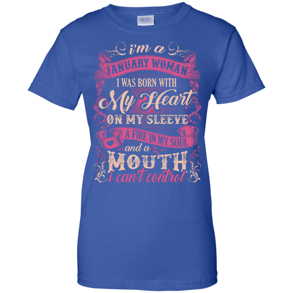 I Am A January Woman I Was Born With My Heart On My Sleeve-T-Shirt & Hoodie-Women's T-Shirt-Royal