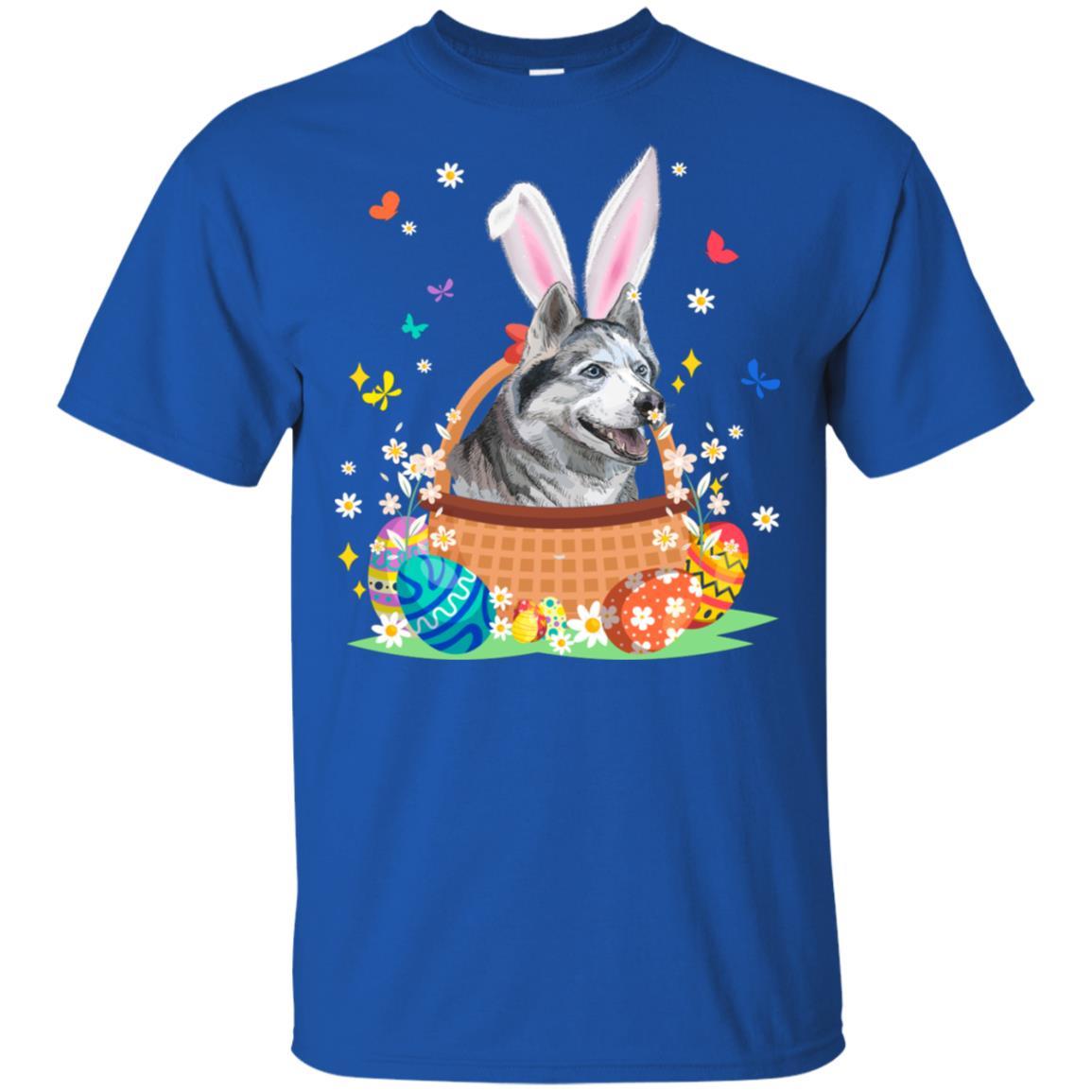 Siberian Husky Bunny Hat Rabbit Easter Eggs-T-Shirt & Hoodie-Classic T-Shirt-Royal