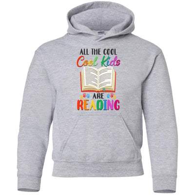 All The Cool Kids Are Reading Book Lover Gifts Youth-Youth Shirt-Youth Pullover Hoodie-Sport Grey