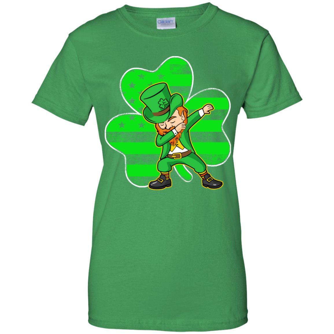 St Patricks Day Leprechaun Dabbing Dab American Flag-T-Shirt & Hoodie-Women's T-Shirt-Irish Green