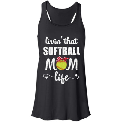 Living That Softball Mom Life Mothers Day Gifts-T-Shirt & Tank Top-Women's Flowy Racerback Tank-Black