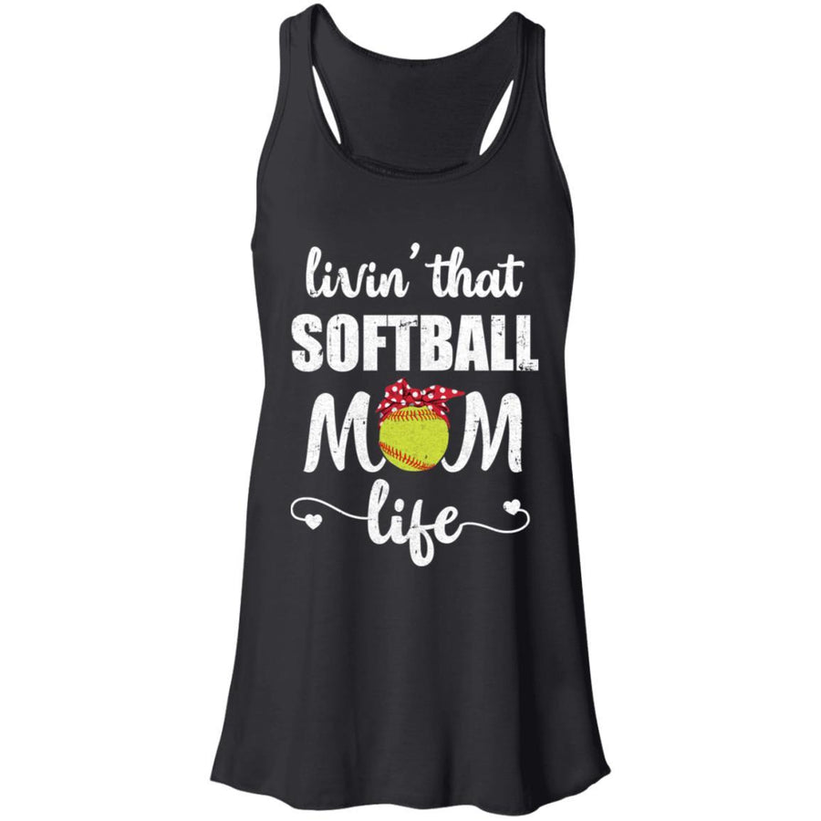 Living That Softball Mom Life Mothers Day Gifts-T-Shirt & Tank Top-Women's Flowy Racerback Tank-Black