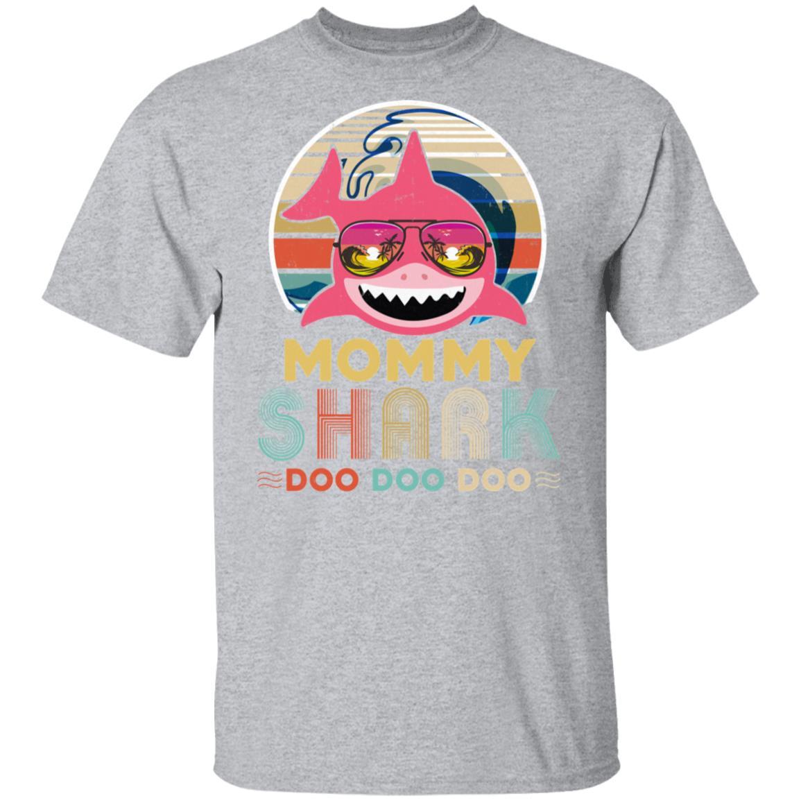 Retro Vintage Mommy Shark Doo Doo Doo-T-Shirt & Hoodie-Classic T-Shirt-Sport Grey