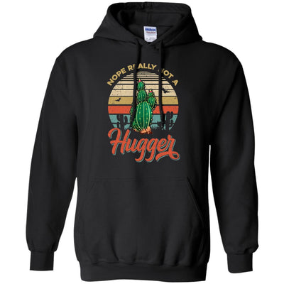 Vintage Cactus Nope Really Not A Hugger Gift-T-Shirt & Hoodie-Pullover Hoodie-Black