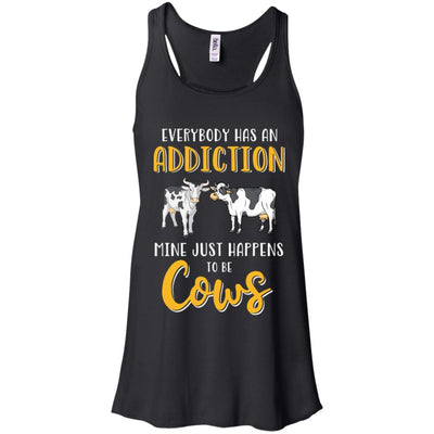 Everybody Has An Addiction Mine Just Happens To Be Cows-T-Shirt & Tank Top-Women's Flowy Racerback Tank-Black