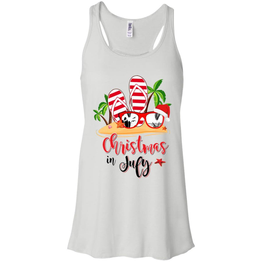 Flip Flop Sunglasses Christmas In July Summer Beach Vacation-T-Shirt & Tank Top-Women's Flowy Racerback Tank-White