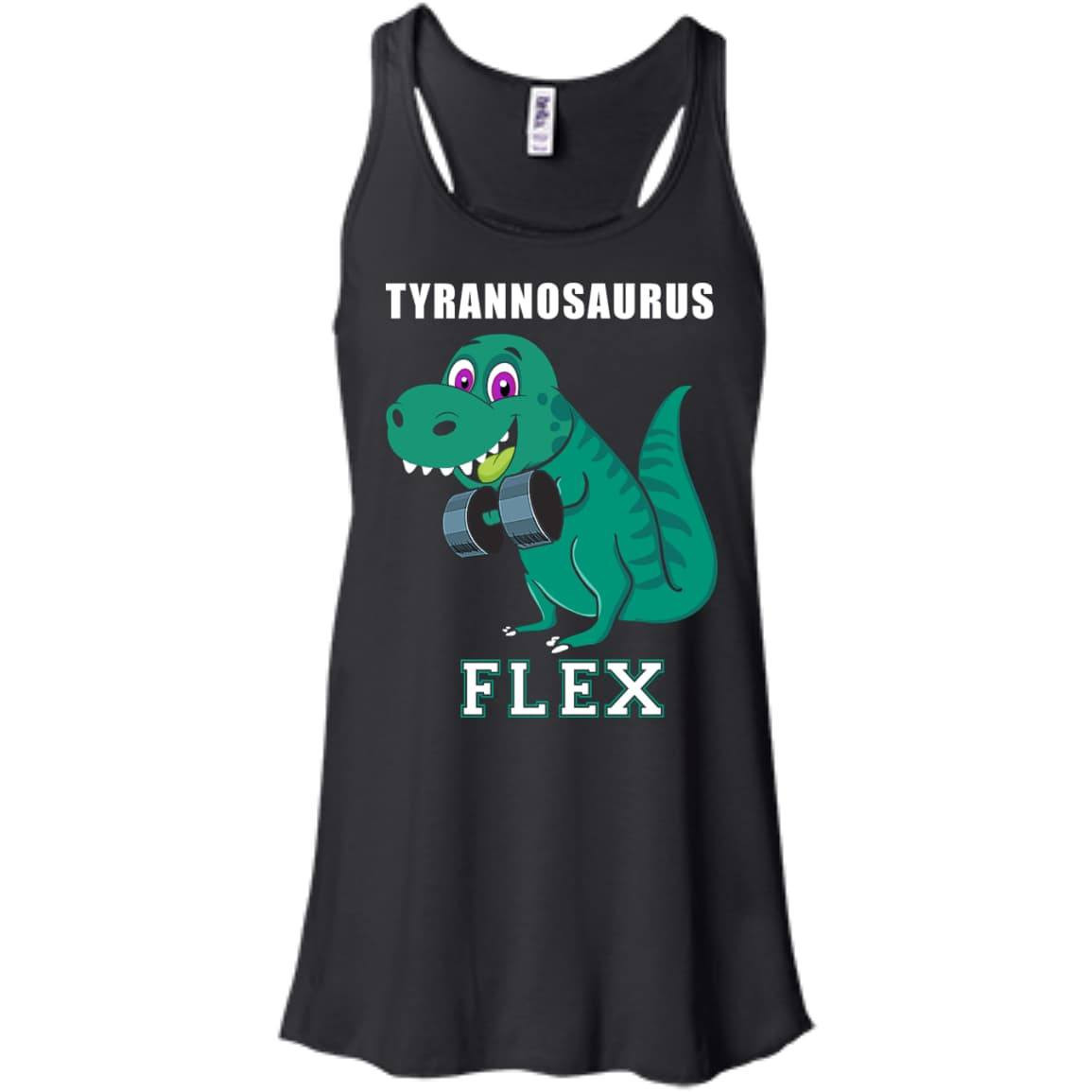 Dinosaur Lifting-T-Shirt & Hoodie-Women's Flowy Racerback Tank-Black