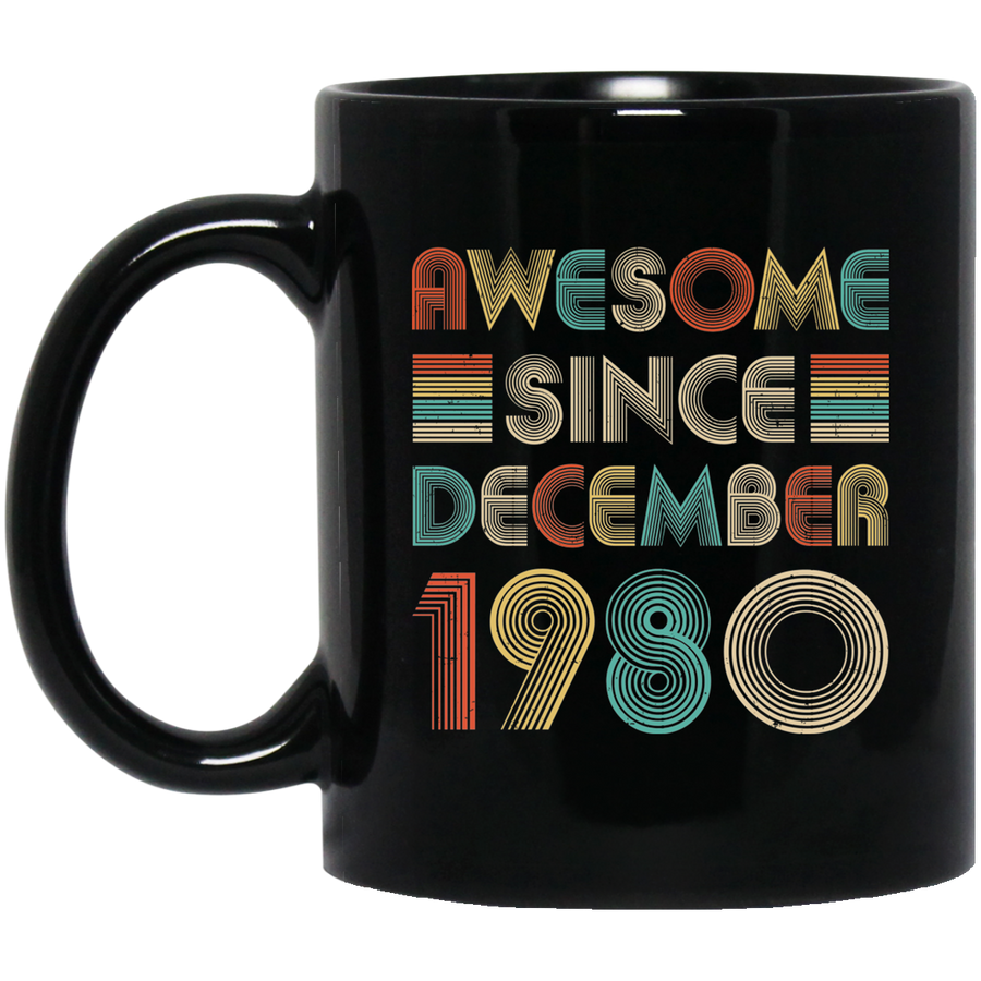 Awesome Since December 1980 Vintage 41th Birthday Gifts Mug-Coffee Mug-BM11OZ 11 oz. Black Mug-Black