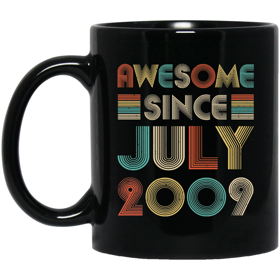 Awesome Since July 2009 Vintage 12th Birthday Gifts Youth Mug-Coffee Mug-BM11OZ 11 oz. Black Mug-Black