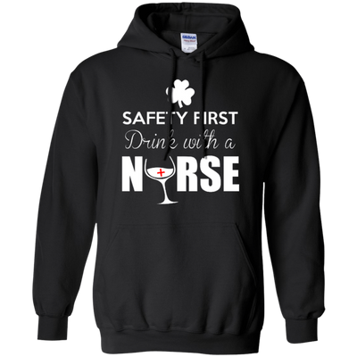 Safety First Drink With A Nurse-T-Shirt & Hoodie-Pullover Hoodie-Black