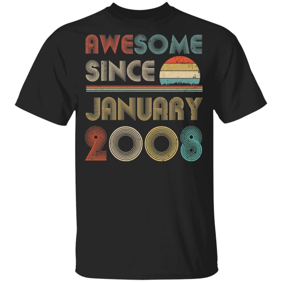 Awesome Since January 2008 Vintage 14th Birthday Gifts Youth