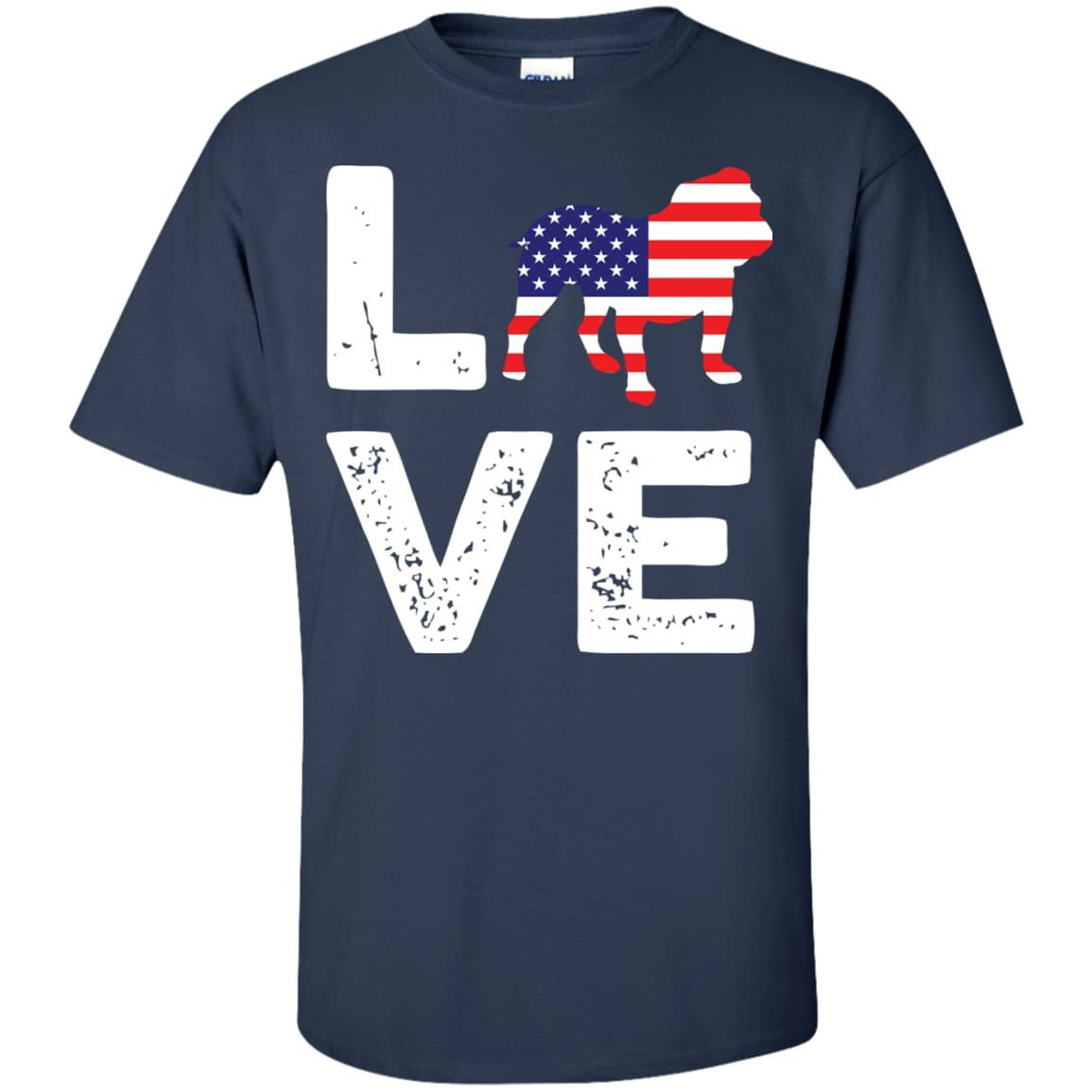 American Flag Dog Pitbull Love-T-Shirt & Hoodie-Classic T-Shirt-Navy