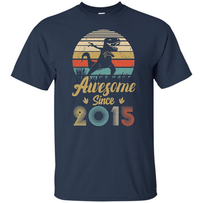 Awesome Since 2015 6th Years Old Dinosaur Birthday Gift Youth-Youth Shirt-Youth T-Shirt-Navy