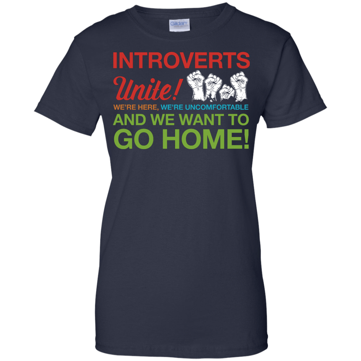 Introverts Unite We're Here We're Uncomfortable-T-Shirt & Hoodie-Women's T-Shirt-Navy