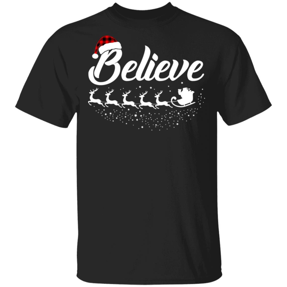 Believe Christmas Gifts Santa Hat Buffalo Plaid