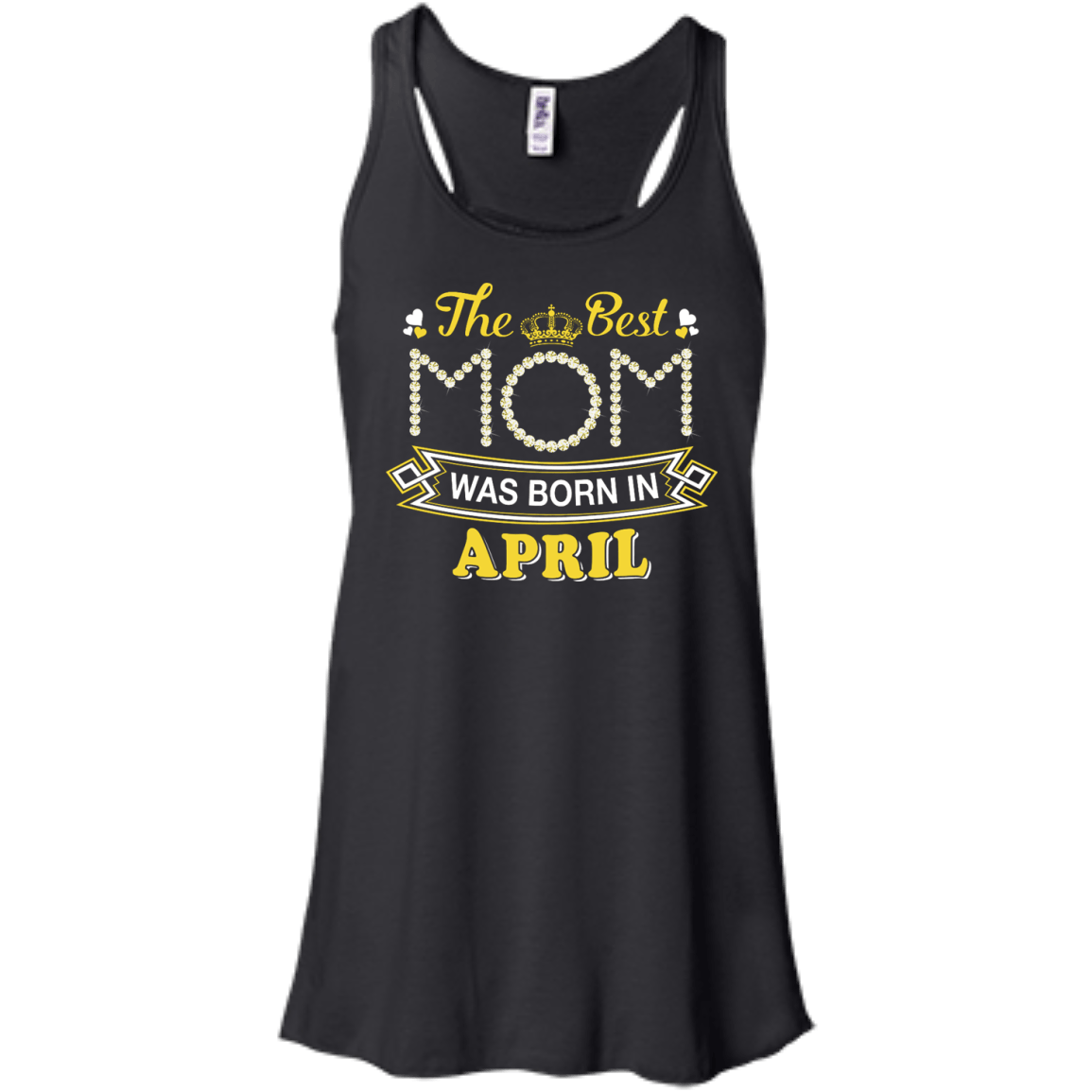 The Best Mom Was Born In April-T-Shirt & Hoodie-Women's Flowy Racerback Tank-Black