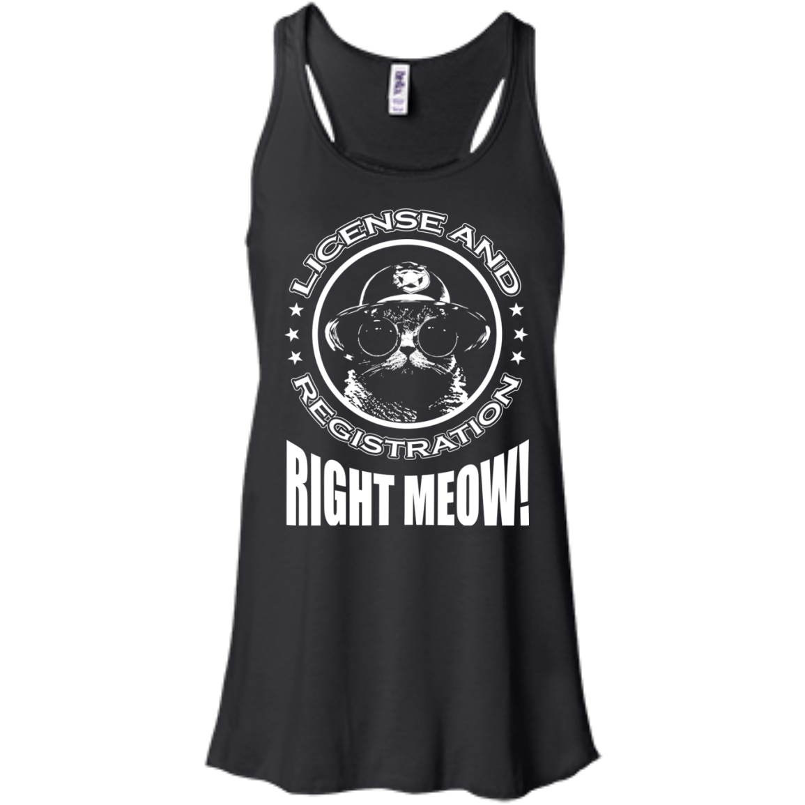 License And Registration Meow-T-Shirt & Hoodie-Women's Flowy Racerback Tank-Black