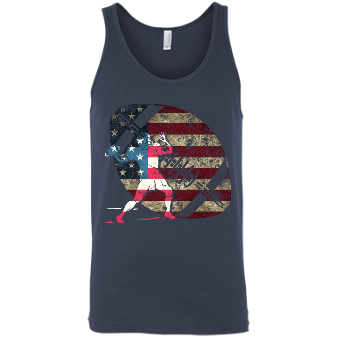 Quarterback Football America Flag-T-Shirt & Hoodie-Unisex Tank-Navy