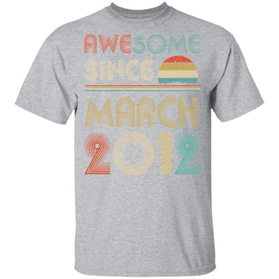 Awesome Since March 2012 Vintage 9th Birthday Gifts Youth-Youth Shirt-Youth T-Shirt-Sport Grey