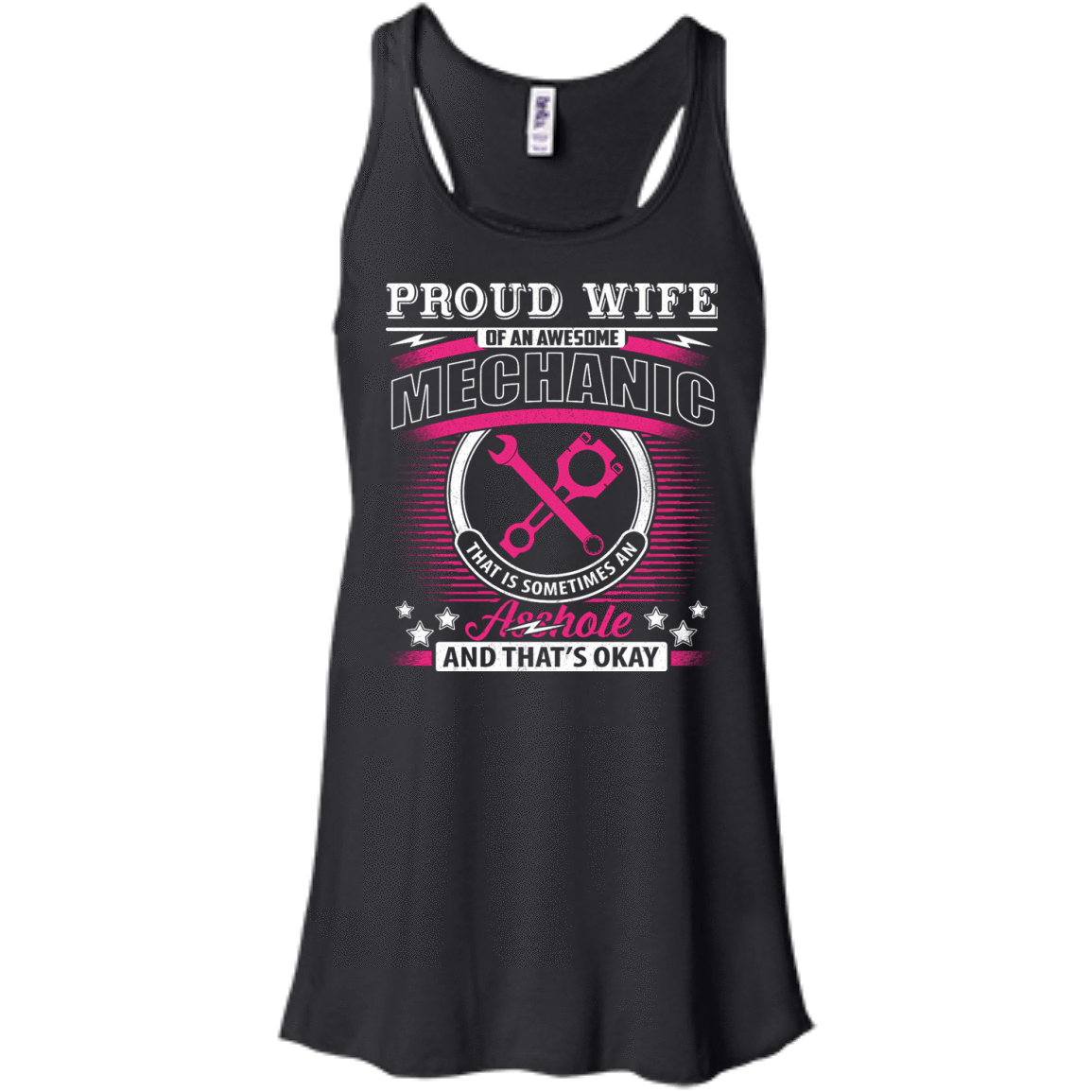 Proud Wife Of An Awesome Mechanic-T-Shirt & Hoodie-Women's Flowy Racerback Tank-Black