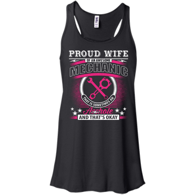 Proud Wife Of An Awesome Mechanic-T-Shirt & Hoodie-Women's Flowy Racerback Tank-Black