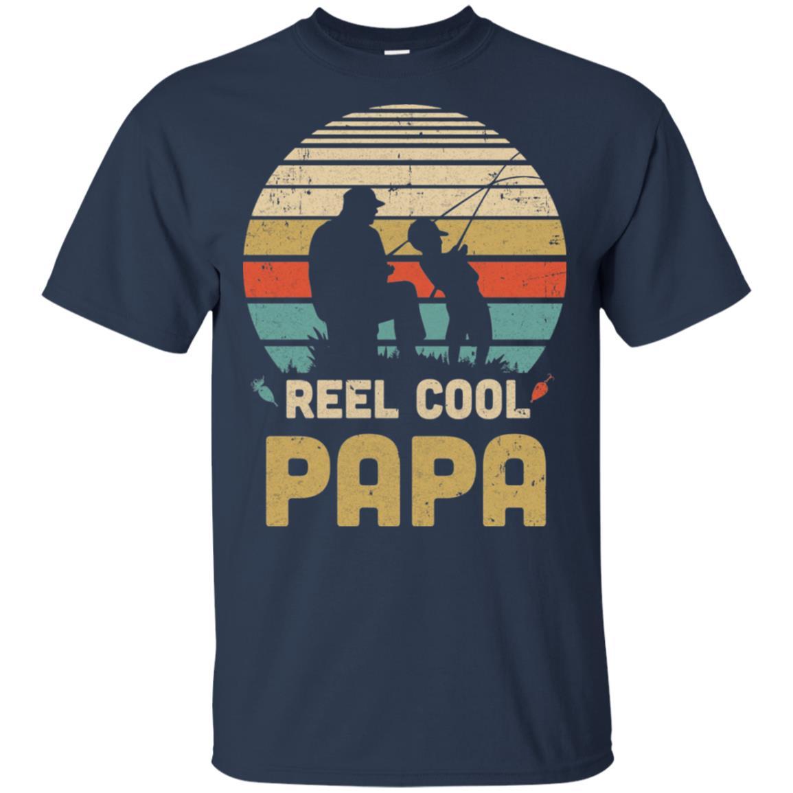 Vintage Father's Day Gift Reel Cool Papa Fishing-T-Shirt & Hoodie-Classic T-Shirt-Navy