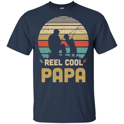 Vintage Father's Day Gift Reel Cool Papa Fishing-T-Shirt & Hoodie-Classic T-Shirt-Navy