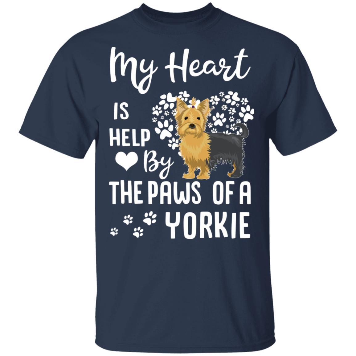 My Heart Is Held By The Paws Of A Yorkie Lover-T-Shirt & Hoodie-Classic T-Shirt-Navy