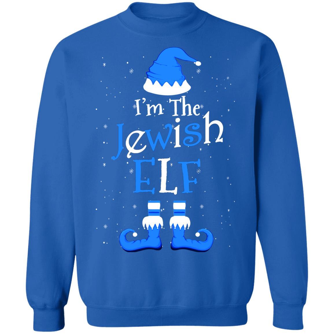 Jewish Elf Funny Elf Hanukkah Jewish Chanukah-T-Shirt & Sweatshirt-Crewneck Sweatshirt-Royal
